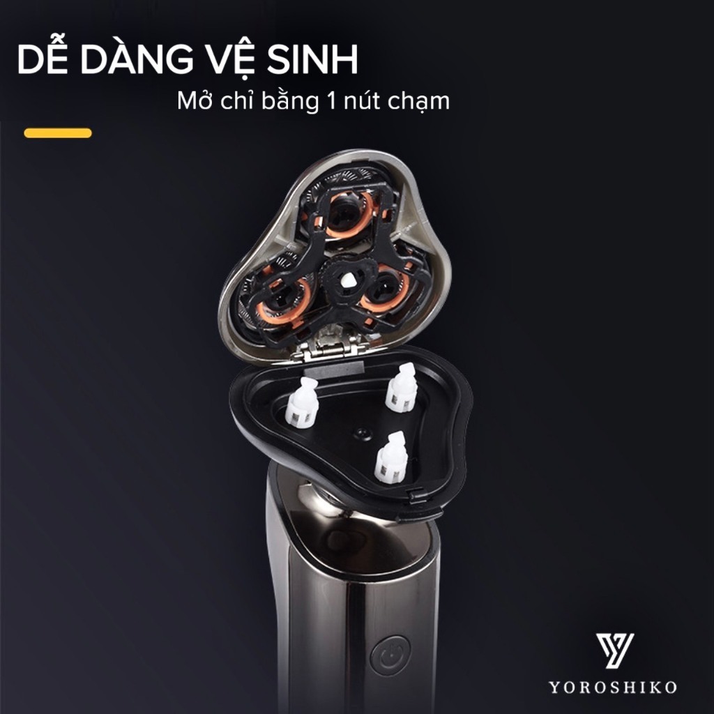 Máy Cạo Râu 9D Đa Năng 3 Lưỡi Kép 4 Đầu Hàng Cao Cấp IP X7 Kháng Nước