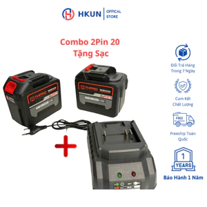 Combo 2Pin 20cell THPRO Tặng Sạc Pin 20Cell Lõi Xám Mạch 3mosfet Có Đèn Báo Dung Lượng Pin Chân Pin Phổ
