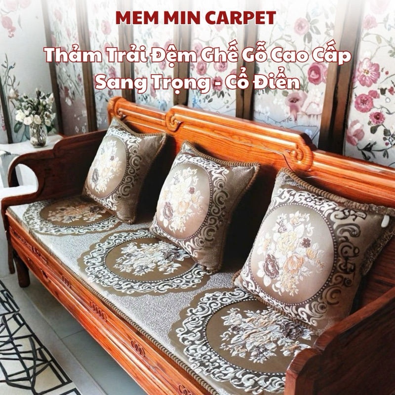 Bộ 3 Thảm Trải Ghế Gỗ Cao Cấp, Sang Trọng - Đệm Ghế - Thảm ghế tây âu MemMinCarpet - TH122
