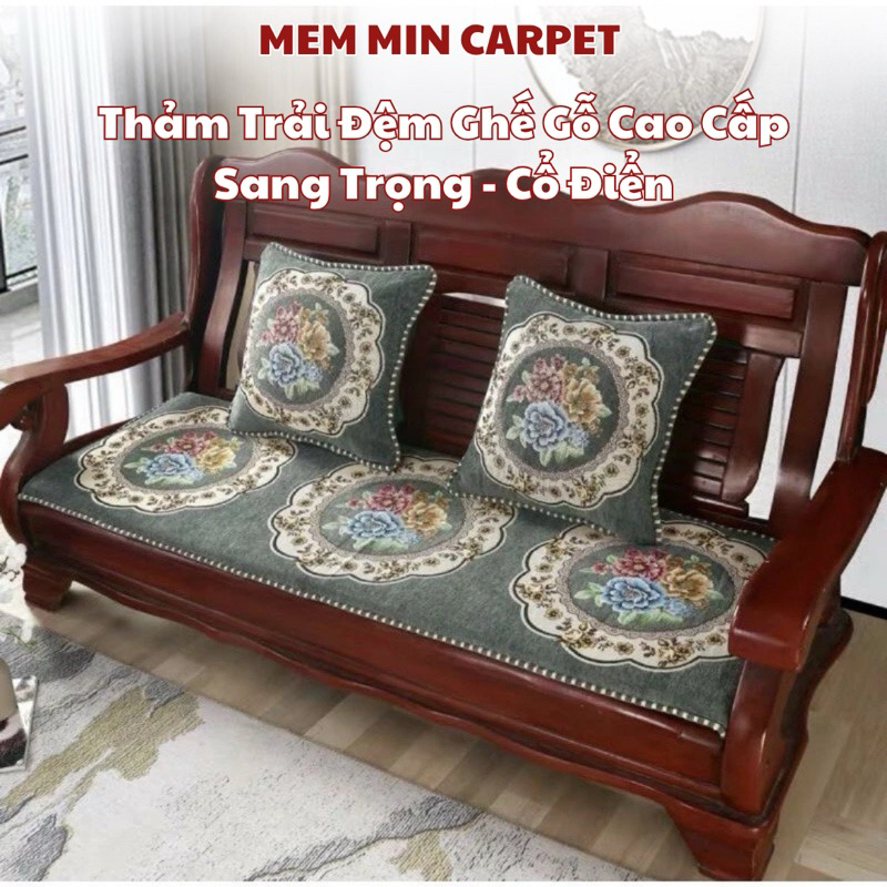 Bộ 3 Thảm Trải Ghế Gỗ Cao Cấp, Sang Trọng - Đệm Ghế - Thảm ghế tây âu MemMinCarpet - TH121