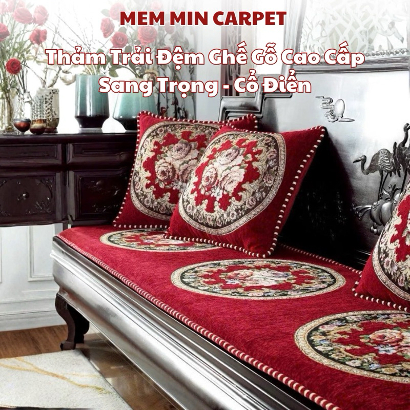 Bộ 3 Thảm Trải Ghế Gỗ Cao Cấp, Sang Trọng - Đệm Ghế - Thảm ghế tây âu MemMinCarpet - TH121