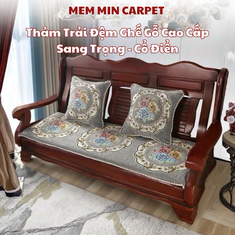 Bộ 3 Thảm Trải Ghế Gỗ Cao Cấp, Sang Trọng - Đệm Ghế - Thảm ghế tây âu MemMinCarpet - TH121