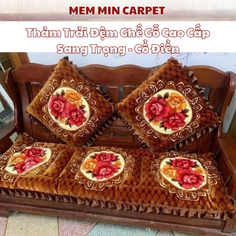 Bộ 3 Thảm Trải Ghế Gỗ Cao Cấp, Sang Trọng - Đệm Ghế - Thảm ghế tây âu MemMinCarpet - TH122