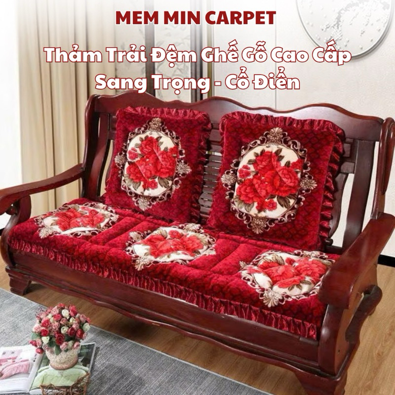 Bộ 3 Thảm Trải Ghế Gỗ Cao Cấp, Sang Trọng - Đệm Ghế - Thảm ghế tây âu MemMinCarpet - TH122