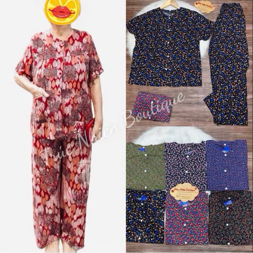 Đồ bộ tole nhung bà già rã đô cài nút loại 1 nhiều họa tiết đẹp - B888
