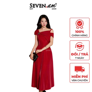 Đầm xoè đỏ cổ cách điệu dự tiệc thời trang nữ Seven.AM H633709I