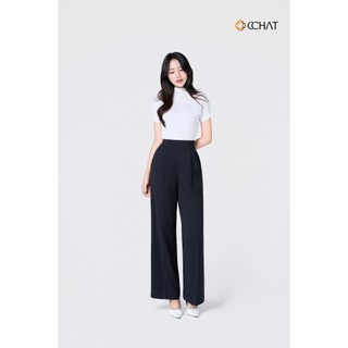 Quần Ống Rộng 𝐂𝐂𝐇𝐀𝐓 Dáng Suông Cạp Cao Bổ Kiểu Chất Liệu Tuytsi Cao Cấp Hiện Đại 14QDS2030ST
