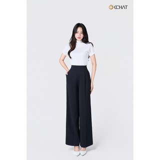 Quần Ống Rộng 𝐂𝐂𝐇𝐀𝐓 Dáng Suông Cạp Cao Bổ Kiểu Chất Liệu Tuytsi Cao Cấp Hiện Đại 14QDS2030ST