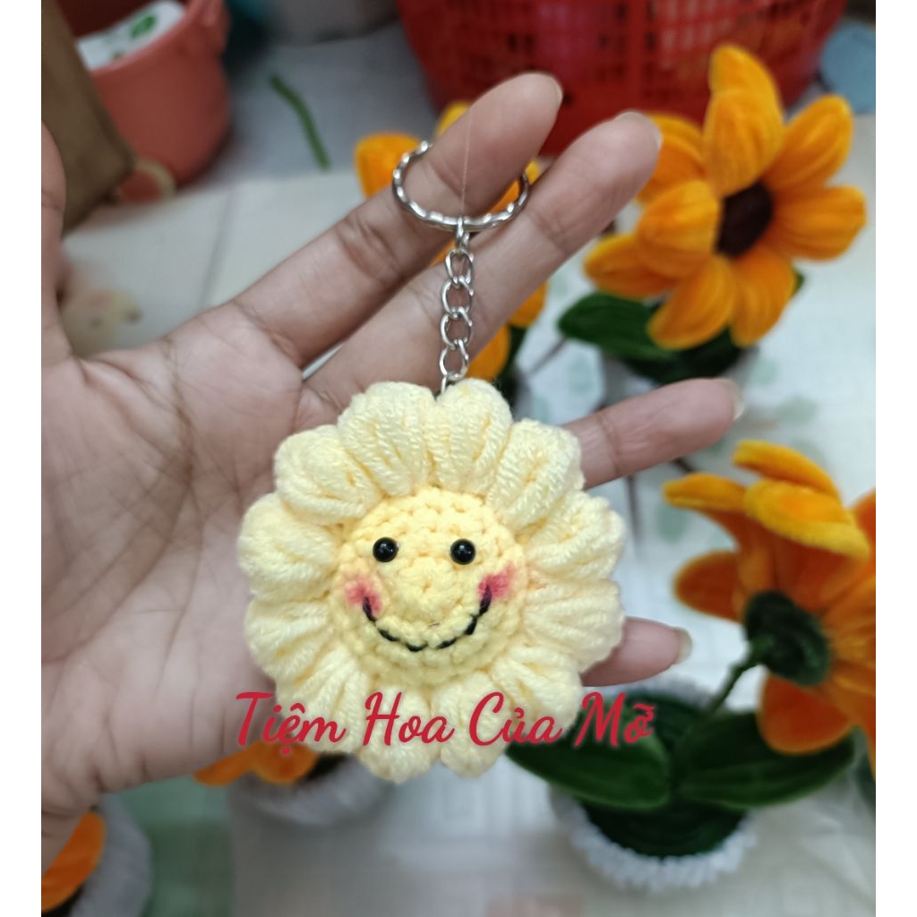 Móc Khoá Hoa Hướng Dương , Móc Khoá Len Handmade