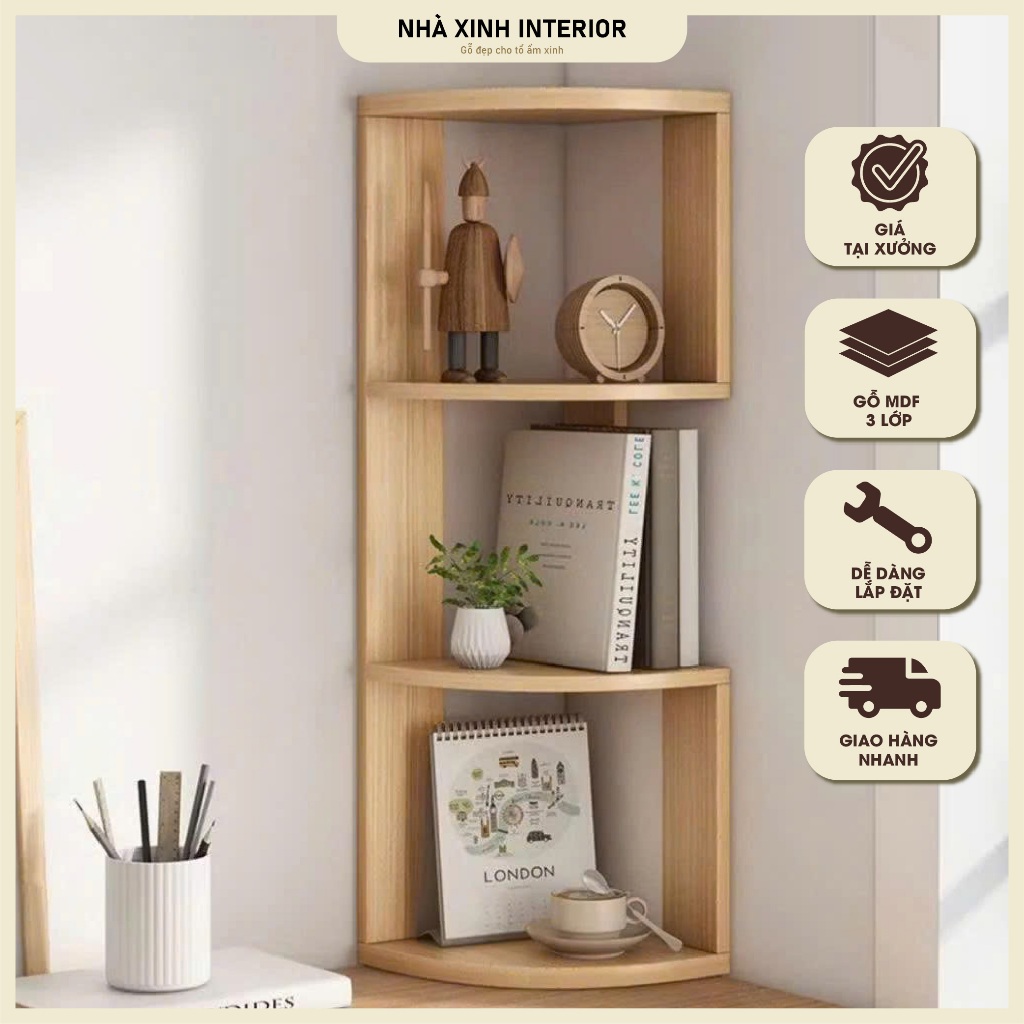 Kệ gỗ để đồ Nhà Xinh Interiors, kệ góc trang trí bàn học làm việc decor ...