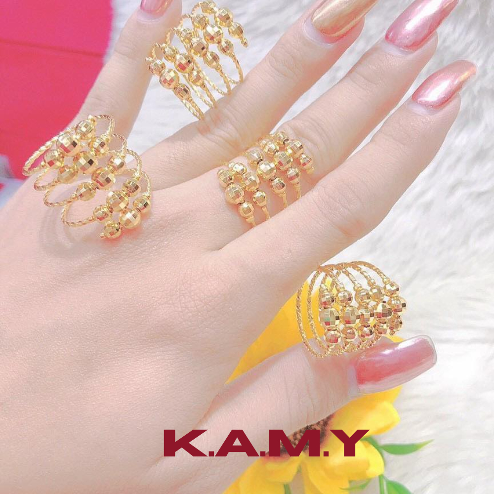 Nhẫn nữ bi xoắn thời trang nữ lò xo bi – nhẫn hợp phong thủy, sáng bóng sang trọng