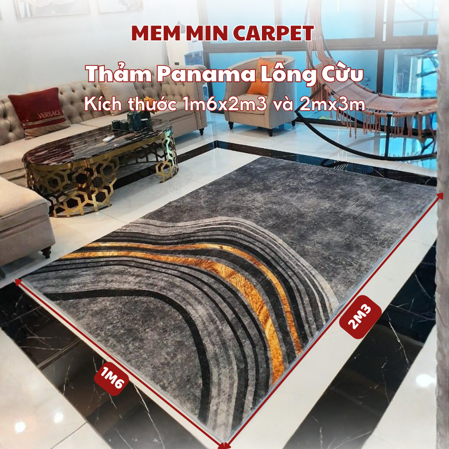 Thảm Panama Lông Cừu Cao Cấp 1m6x2m3- MemMinCarpet Họa tiết sang chảnh, làm cho căn nhà thêm trang trọng (1) - TH73