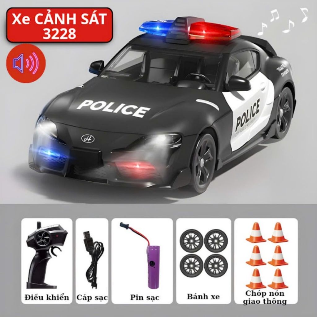 Đồ Chơi Xe Ô Tô Cảnh Sát Điều Khiển Từ Xa Drift RC Tốc Độ Cao Pin Sạc Chất Liệu An Toàn Cho Bé - Đồ Chơi MIKABI