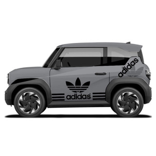 Tem 2 bên Sườn Xe Ô tô VF3, Team Decal Oto-Tem 2 bên sườn Cực Chất, Hàng 3 Lớp Chất Lượng Cao ,Team Decal sọc Adidas