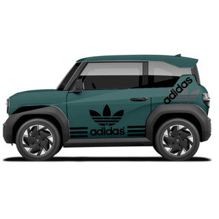 Tem 2 bên Sườn Xe Ô tô VF3, Team Decal Oto-Tem 2 bên sườn Cực Chất, Hàng 3 Lớp Chất Lượng Cao ,Team Decal sọc Adidas