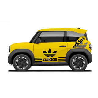 Tem 2 bên Sườn Xe Ô tô VF3, Team Decal Oto-Tem 2 bên sườn Cực Chất, Hàng 3 Lớp Chất Lượng Cao ,Team Decal sọc Adidas
