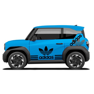 Tem 2 bên Sườn Xe Ô tô VF3, Team Decal Oto-Tem 2 bên sườn Cực Chất, Hàng 3 Lớp Chất Lượng Cao ,Team Decal sọc Adidas