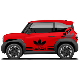 Tem 2 bên Sườn Xe Ô tô VF3, Team Decal Oto-Tem 2 bên sườn Cực Chất, Hàng 3 Lớp Chất Lượng Cao ,Team Decal sọc Adidas