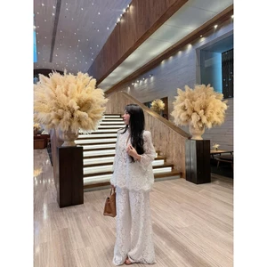 Bộ đồ ren cao cấp nữ sang trọng thiết kế dài tay quần ống rộng phong cách tiểu thư quý phái – Set ren dự tiệc – Chamie