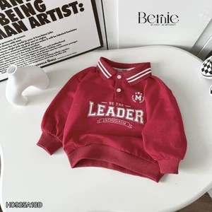 Áo dài tay polo da cá Leader dáng bomber khoẻ khoắn, áo da cá cổ đức kiểu dáng thể thao màu đỏ diện tết,noen