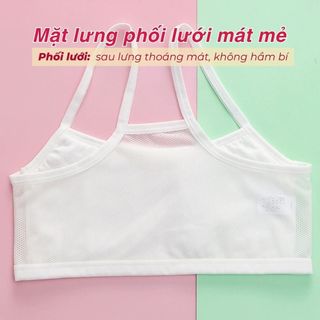 Áo lót lá bé gái học sinh tuổi dậy thì chất cotton hai dây mảnh mặt lưới thoáng mát DEVARI A108