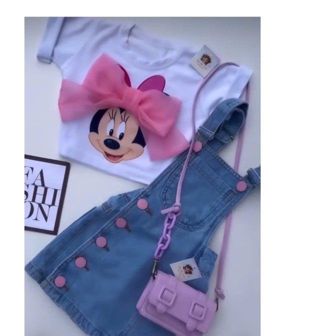 Set áo mickey và yếm jean bé gái dầy dặn dễ thương năng động siêu đáng yêu trendy,cho bé gái và mẹ yêu từ 13-56kg