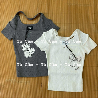 ÁO LEN NGẮN TAY CHOKER GISELLE TI NGOAN (NEWTAG)