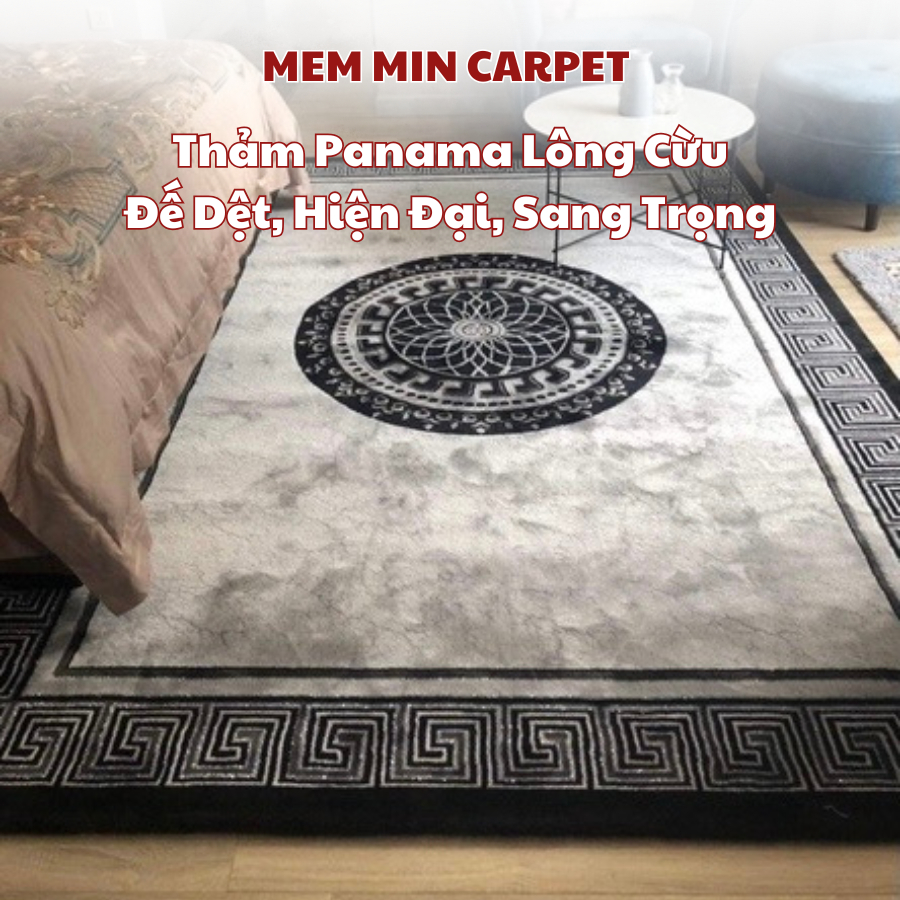 Thảm Panama Lông Cừu Cao Cấp - MemMinCarpet Họa tiết sang chảnh, làm cho căn nhà thêm trang trọng - THP50