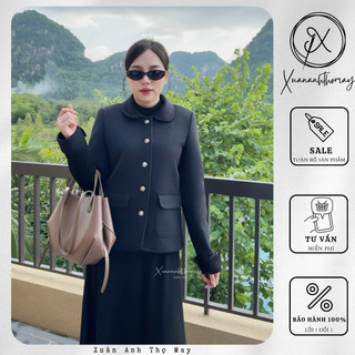 Áo dạ pha lông thỏ cổ bẻ dáng ngắn (59cm) - Xuananhthomay