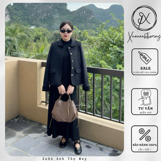 Áo dạ pha lông thỏ cổ bẻ dáng ngắn (59cm) - Xuananhthomay