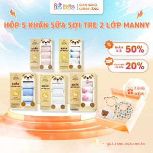 Hộp 5 Khăn Sữa Sợi Tre Lụa 2 Lớp IQKAO Khăn Lau Cho Bé Mềm Mịn, Không Xù Lông, An Toàn Da Nhạy Cảm