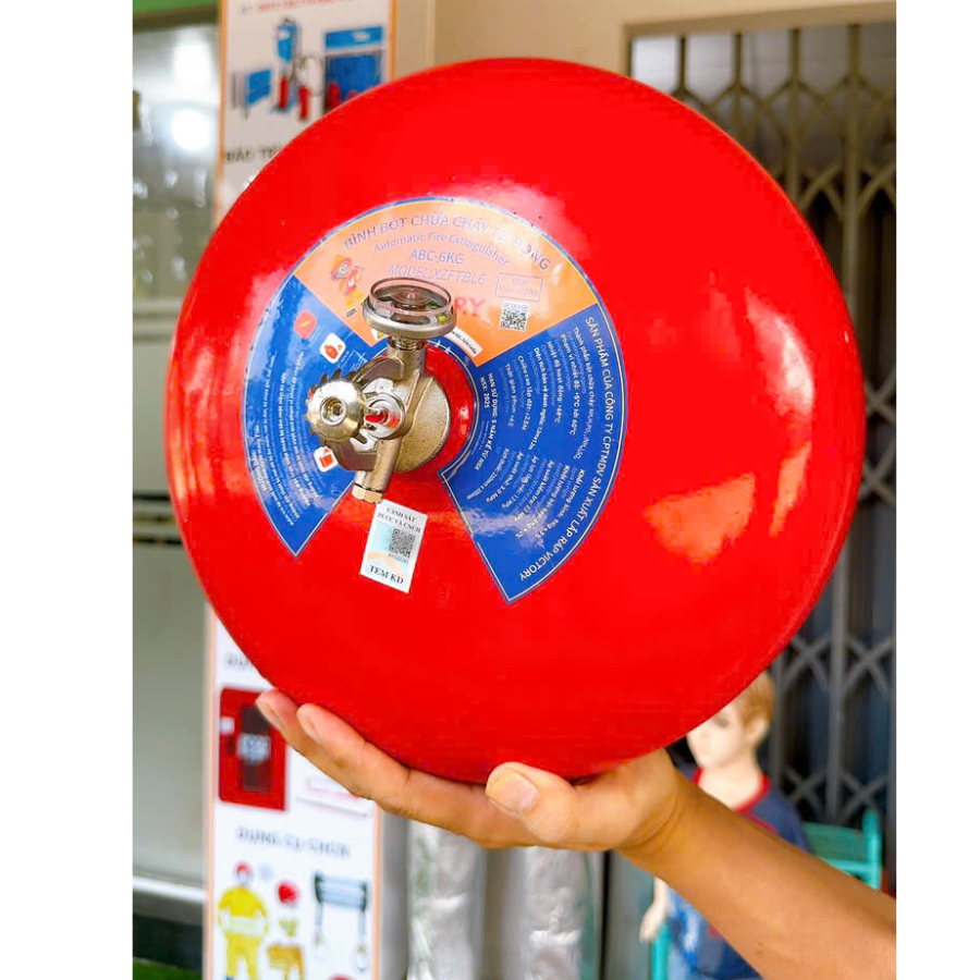 Bình cầu chữa cháy tự động bột ABC 6kg Victory có kiểm định