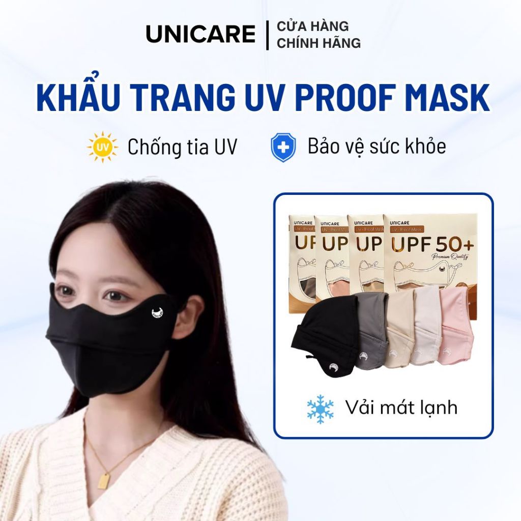 [Combo 5] Khẩu trang UV Unicare Proof Mask chống nắng hiệu quả, thiết kế ôm mặt, dây đeo điều chỉnh