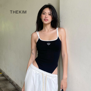 THEKIM Áo bodysuit 2 dây ( có mút ngực ) cao cấp , đáy áo có cúc bấm, chất liệu cotton 2 lớp vải A217