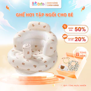 Ghế Hơi Tập Ăn Cho Bé IQKAO Ghế Ngồi Ăn Dặm, Gấp Gọn Du Lịch, Dễ Mang Theo, Có Bơm Tự Động, Ghế Hơi Đa Năng Cho Bé Yêu