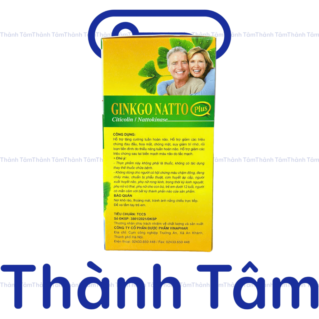 (Vàng) Viên uống GINKGO NATTO PLUS 125mg giúp tăng cường trí nhớ - Hộp 100 Viên