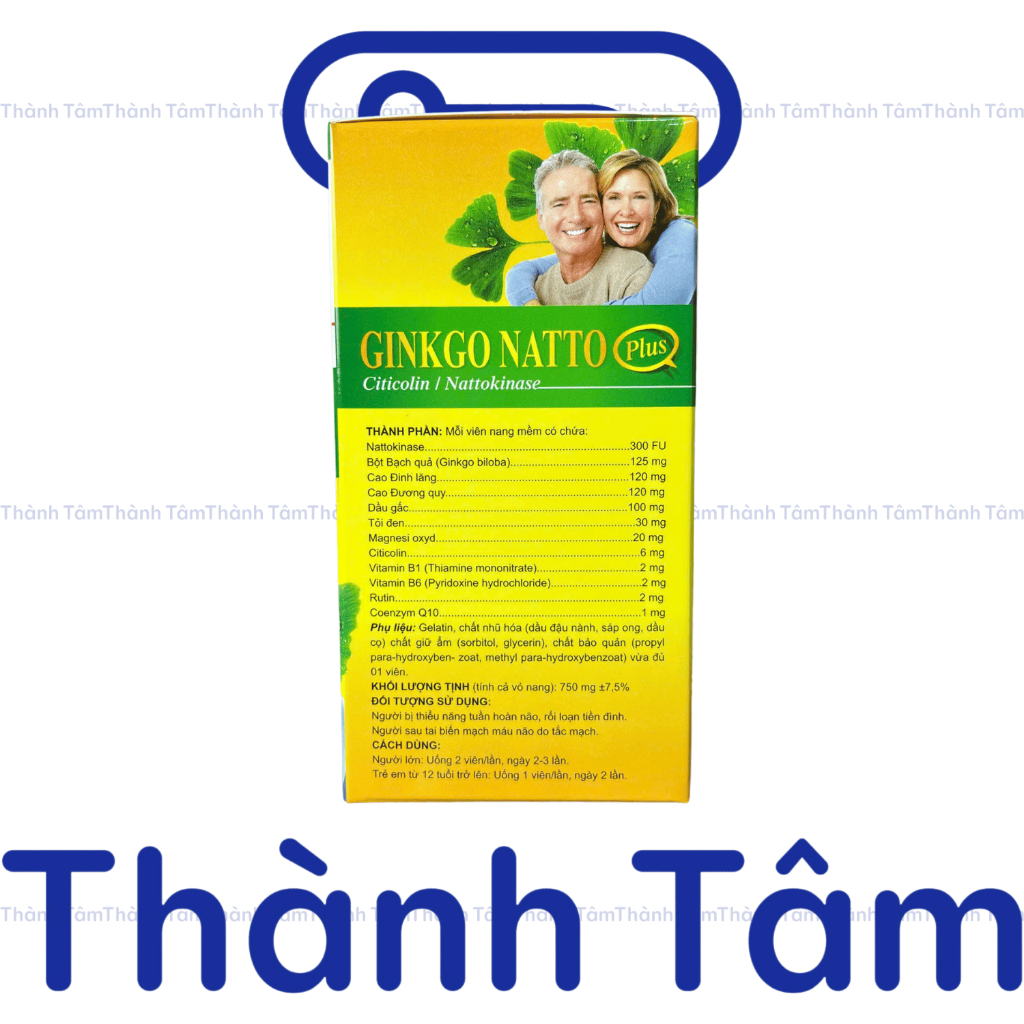 (Vàng) Viên uống GINKGO NATTO PLUS 125mg giúp tăng cường trí nhớ - Hộp 100 Viên