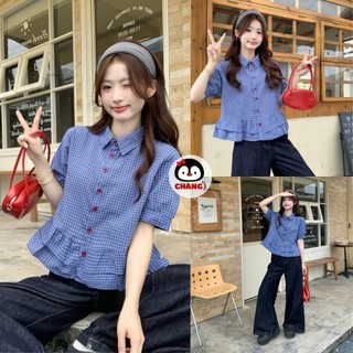 Áo Sơ Mi Nữ Kẻ Caro Tay Lỡ Form Babydoll, Áo Sơ Mi Kiểu Chất Thô Cotton Dày Dặn ChangStore - A85