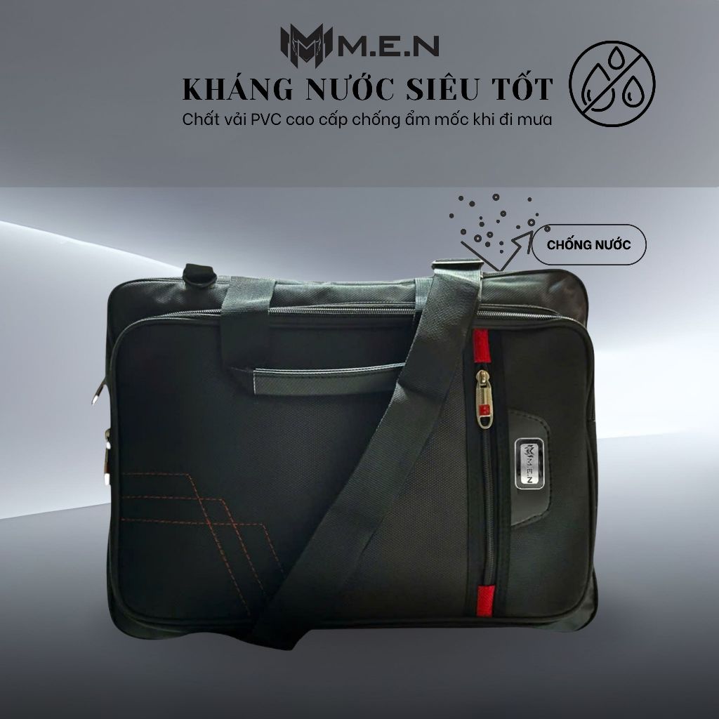 Cặp đa năng học sinh các cấp màu đen cơ bản thêu hoa Origin M.E.N {HÌNH THẬT}