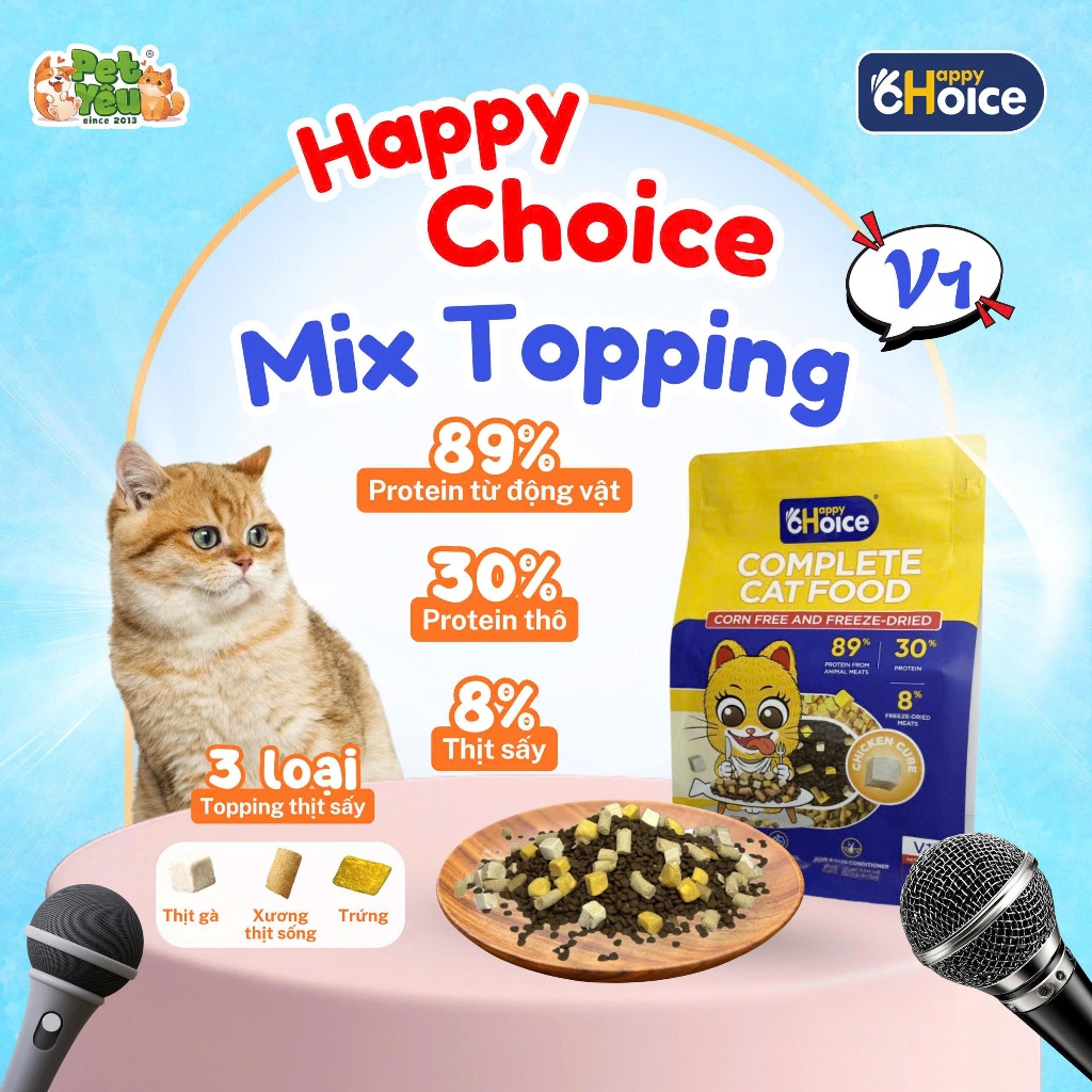 Thức ăn mèo Happy choice siêu topping.