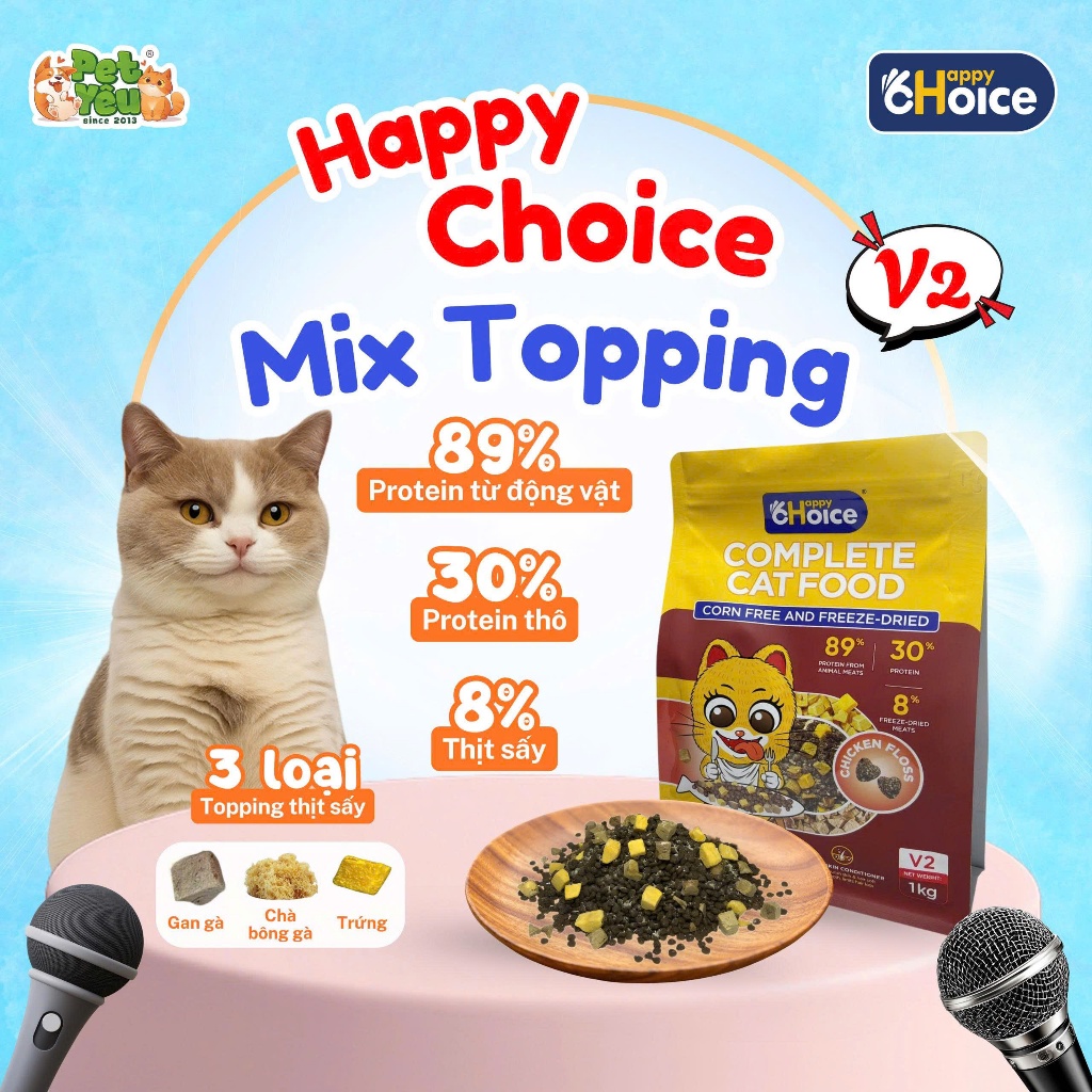 Thức ăn mèo Happy choice siêu topping.