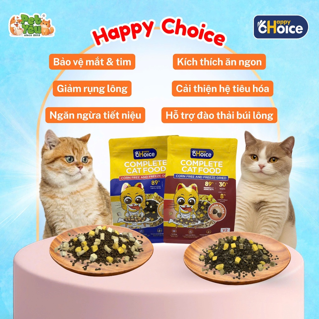 Thức ăn mèo Happy choice siêu topping.