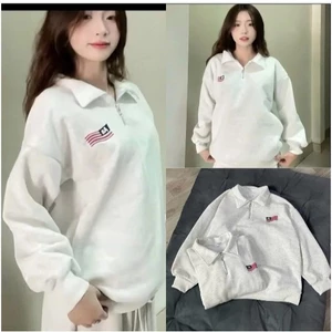 Áo Khoá cổ trụ nỉ tàu Thêu Cờ Aa sắc nét from rộng tay bồng unisex hottrend nhất 2025