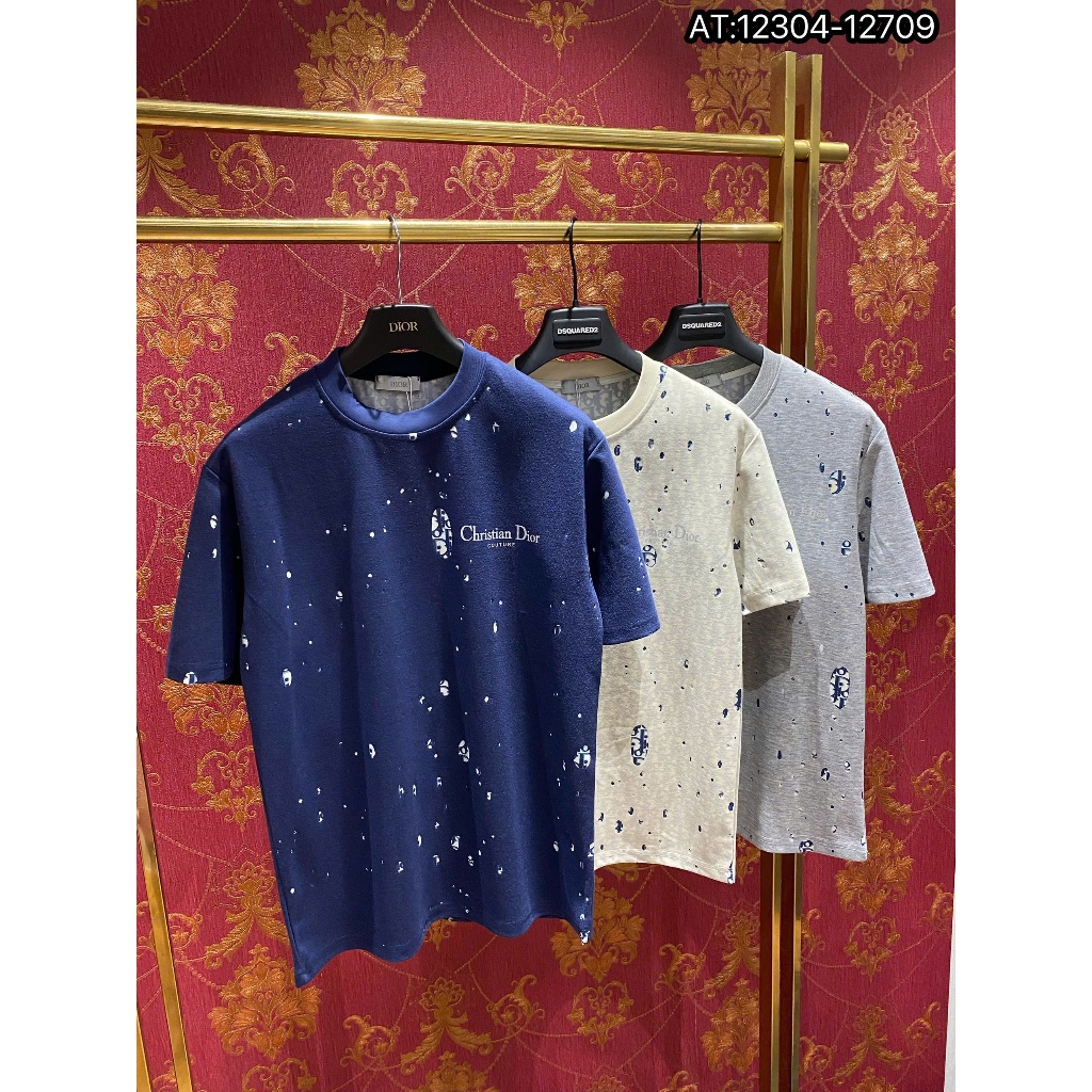 ÁO thun nam cổ tròn họa tiết thêu tay ngắn phong cách trẻ trung chuẩn from