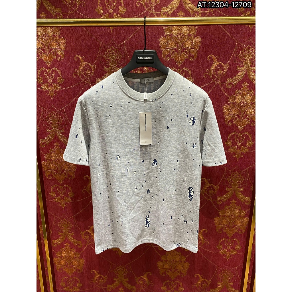 ÁO thun nam cổ tròn họa tiết thêu tay ngắn phong cách trẻ trung chuẩn from