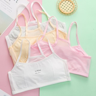 Áo lót lá bé gái học sinh tuổi dậy thì chất cotton hai dây mảnh mặt lưới thoáng mát DEVARI A108
