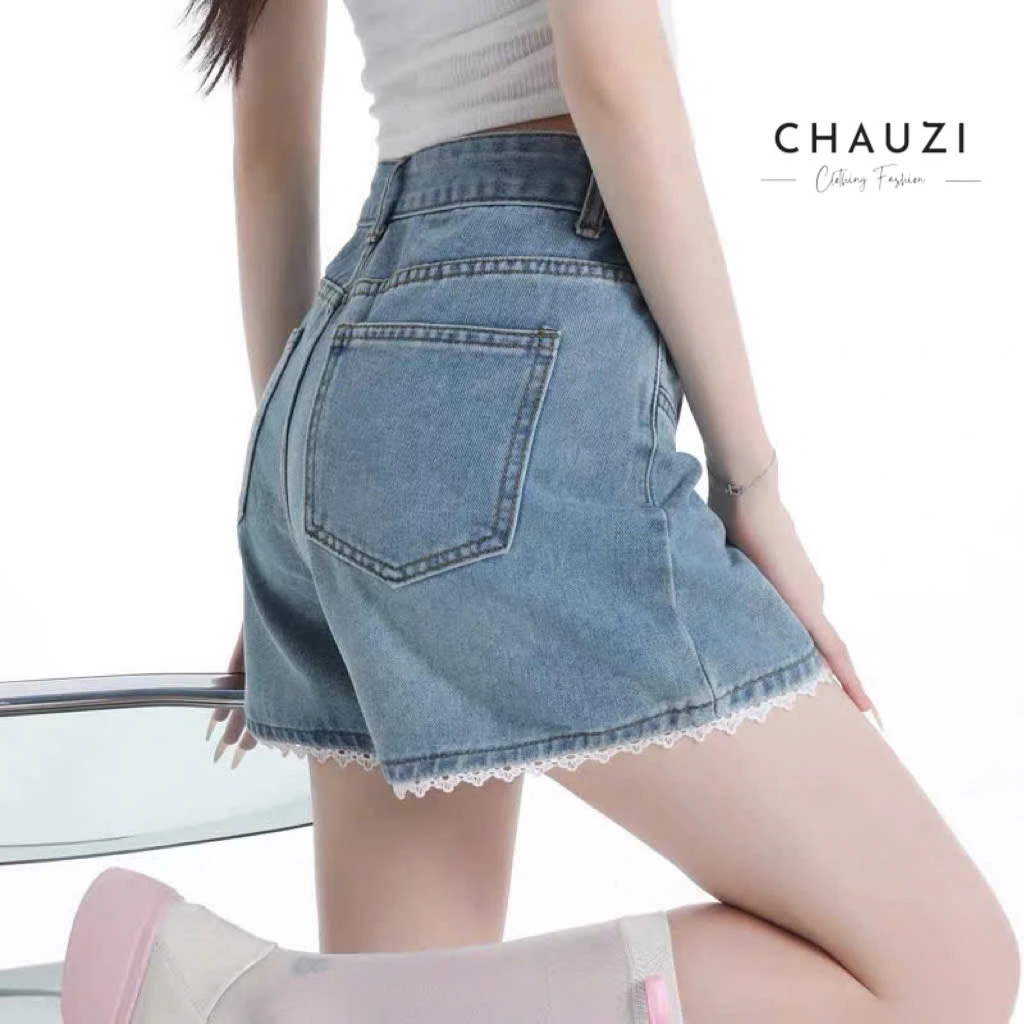 [PEINN] [TẶNG THẮT LƯNG] Quần short jean nữ phối ren vintage hotrend vải mềm cực kỳ thoải mái dễ chịu cho mùa hè QS248