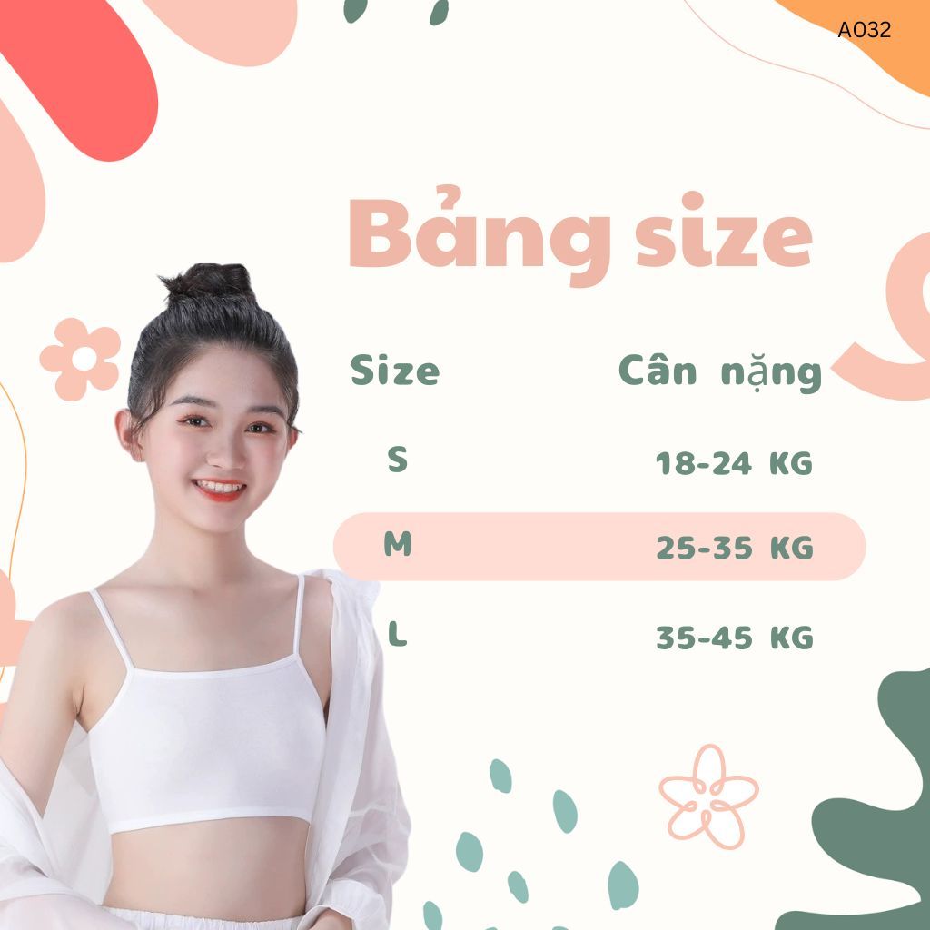 COMBO 4 Áo lá bé gái tuổi dậy thì cotton mỏng nhẹ thoáng mát- Áo lót học sinh kiểu basic b032 LANIXA