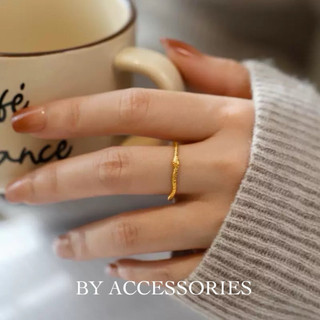 Nhẫn nữ titan tạo hình rắn mỏng quấn vòng mạ vàng 18K không gỉ WR2515 BY ACCESSORIES