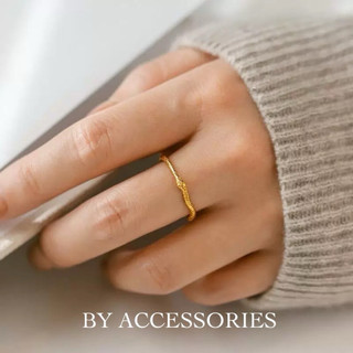 Nhẫn nữ titan tạo hình rắn mỏng quấn vòng mạ vàng 18K không gỉ WR2515 BY ACCESSORIES